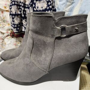 Maurices Gray Ankle Booties with Wedge Heel